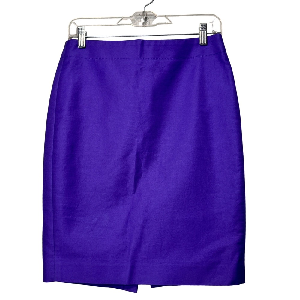 J.Crew No. 2 Pencil Skirt Womens 2 Royal Purple Cotton Spandex Stretch Office